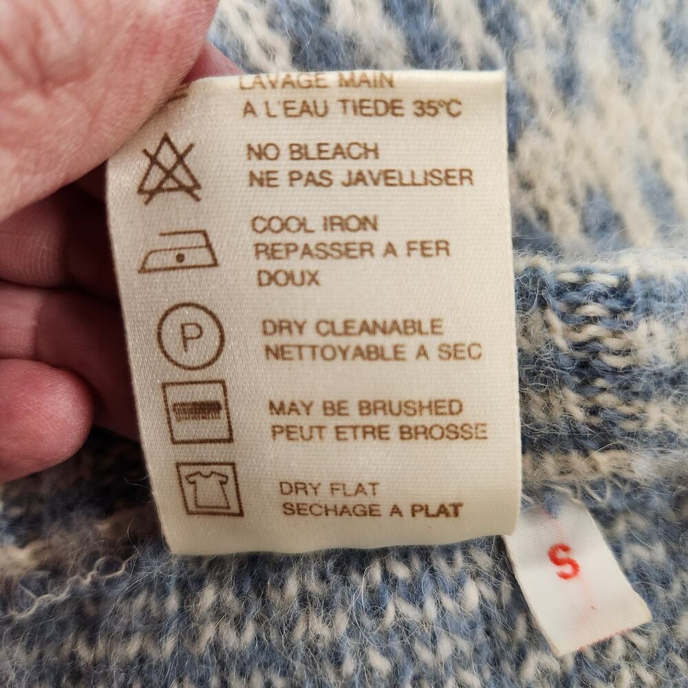 Alafoss Icewool Women's Pure Wool Crew Neck Sweater Snowflake Blue Cream Small - Picture 5 of 5